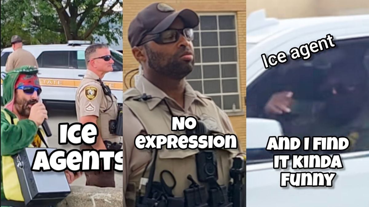 ICE Agents In Illinois Seen Squirming As Protester Sings ‘I Find It Kinda Sad That ICE Makes More Money Than All Our Veterans’