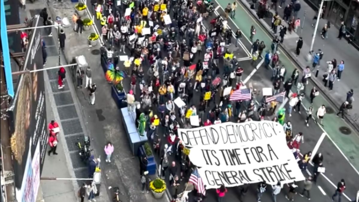 No Kings NYC Protest March Spans For Miles From Times Square, “Defend Democracy: It’s Time for a General Strike”