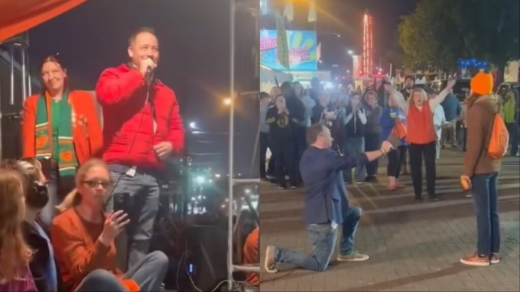 Ohio Man Recreates Iconic Movie Scene To Propose to His Girlfriend at Local Pumpkin Festival: ‘This Is Amazing’ Ohio man sings to girlfriend