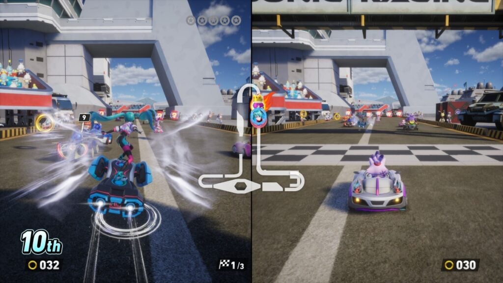 Splitscreen in Sonic Racing CrossWorlds