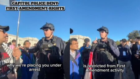 Police Threatens To Arrest Free Palestine Protesters Because Capitol Hill Is ‘Restricted From ‘First Amendment Activity’: ‘They Are Establishing Constitution Free Zones’
