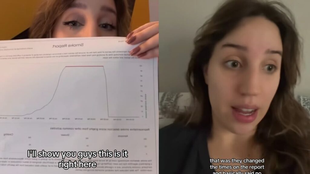 A picture of the furious woman at the New York hotel.