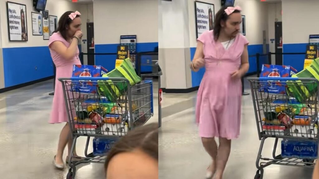Viral Video Shows Louisiana Man Wearing Pink Dress at Walmart, Sparks Online Debate: ‘This Is What Liberals Constantly Try to Normalize’ A picture of the Louisiana man.
