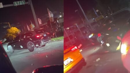 Unbelievable Moment in Florida as Car Starts Throwing Dollars While in Traffic: ‘I Woulda Been Out There With a Trash Bag’ A picture of the traffic in Florida.