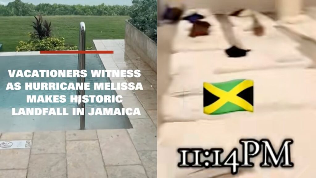 “I Just Hope This Is a Bad Memory Someday,” Houston Tourist Shares Updates, While Some Sleep in Hotel Bathrooms As Melissa Slams Into Jamaica As a Category 5 Tourists evacuate hotel room as hurricane melissa hits Jamaica
