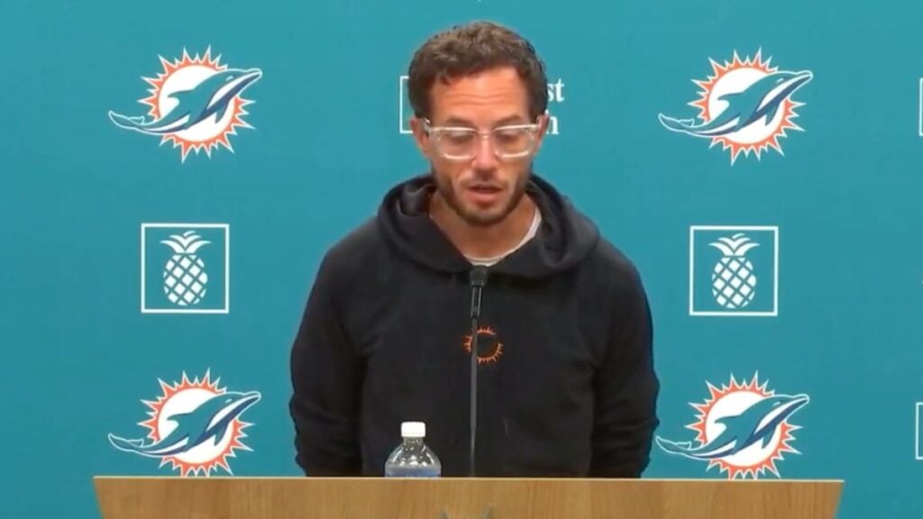 Dolphins Coach Mike McDaniel’s Bizarre Interview Style Raises Eyebrows Online Mike McDaniel press conference
