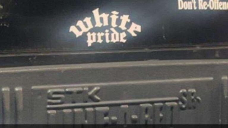 ‘Absurd’ Minnesota Driver Declares ‘White Pride’ With Wild Truck Messages: ‘Stickers To Identify Idiots On The Road’ Minnesota white pride sticker on truck