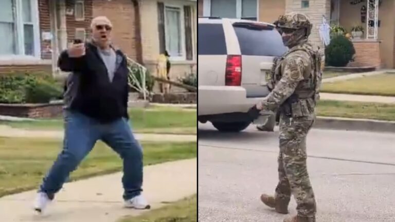 Chicago Man Mocks ICE Officers After Allegedly Grabbing Workers at Conservative Neighborhood: ‘This Guy Is My Hero’ Chicago-Man-Confronts-ICE-Officers
