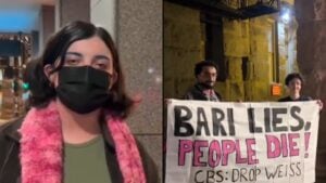 Code Pink Activists Protest Bari Weiss Chicago