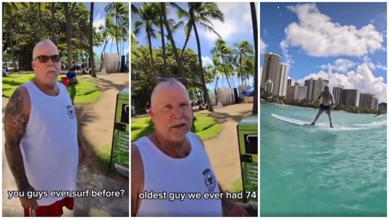 63-Year-Old First-Time Surfer Goes Viral Catching Waves in Hawaii: ‘Gramps Slept Good That Night With a Big Smile’ Hawaii man learns to sur for the first time at 63 years old