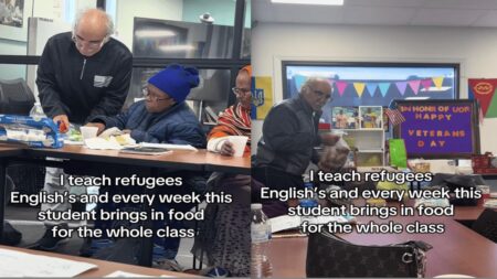 New York Teacher Who Teaches Adult Refugees English Blown Away by One Student’s Kindness as He Always Brings Food to Share with His Classmates