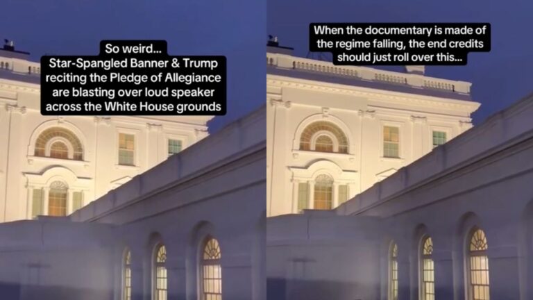 National Anthem Sung by Convicts Blasts From the White House on Repeat: ‘It’s Like the Intro to the Movie That Shows How the United States Became the Fourth Reich’ national anthem plays from white house loudspeakers